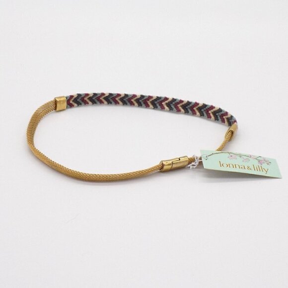 Lonna & Lilly Double Wrap Bracelet Gold-Tone Multi-Color Chevron Pattern - Picture 3 of 4